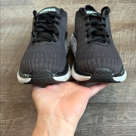 Hoka One One Clifton 5 Running Shoes Women 9.5 Gray Green Knit Athletic READ - Picture 4 of 11